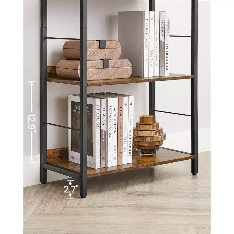 VASAGLE 6-Tier Bookshelf, Bookcase, 11.8 x 23.6 x 70.1 Inches, Shelving Unit, with Back Panels, Industrial Style Study, Rustic Brown and Black