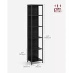 6-Tier LED Bookshelf, Display Shelf with Dimmable Lights, LED Bookcase, 11.9 x 15.7 x 70.3 Inches, Black with Wood Grain
