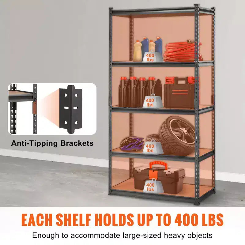 5-Tier Adjustable Heavy Duty Metal Shelving Unit 2000 lbs Capacity Chrome Wire Organizer for Garage