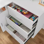 Famapy Scrivania Sollevabile Scrivania per Computer Grande Scrivania All-in-One Mobile Contenitore Composito Bianco