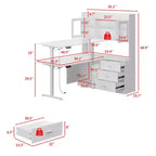 Famapy Scrivania Sollevabile Scrivania per Computer Grande Scrivania All-in-One Mobile Contenitore Composito Bianco