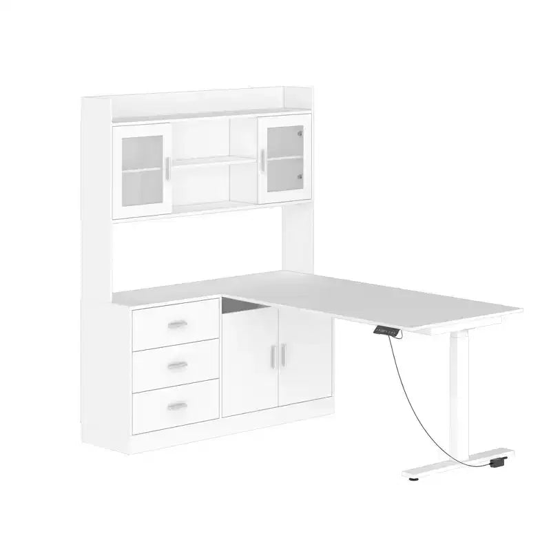 Famapy Scrivania Sollevabile Scrivania per Computer Grande Scrivania All-in-One Mobile Contenitore Composito Bianco
