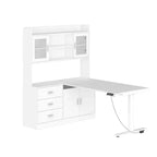 Famapy Scrivania Sollevabile Scrivania per Computer Grande Scrivania All-in-One Mobile Contenitore Composito Bianco