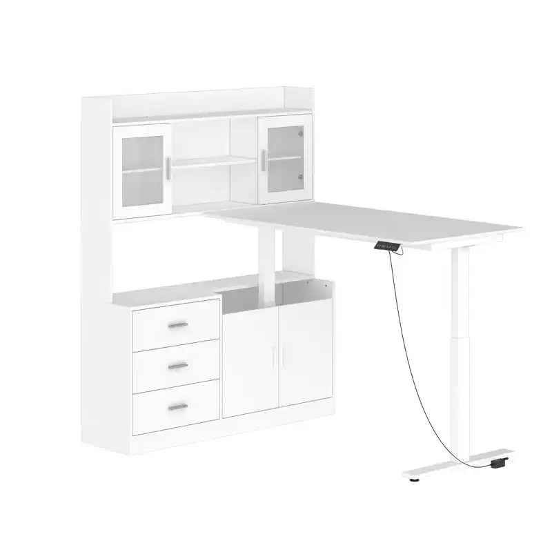 Famapy Scrivania Sollevabile Scrivania per Computer Grande Scrivania All-in-One Mobile Contenitore Composito Bianco