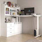 Famapy Scrivania Sollevabile Scrivania per Computer Grande Scrivania All-in-One Mobile Contenitore Composito Bianco
