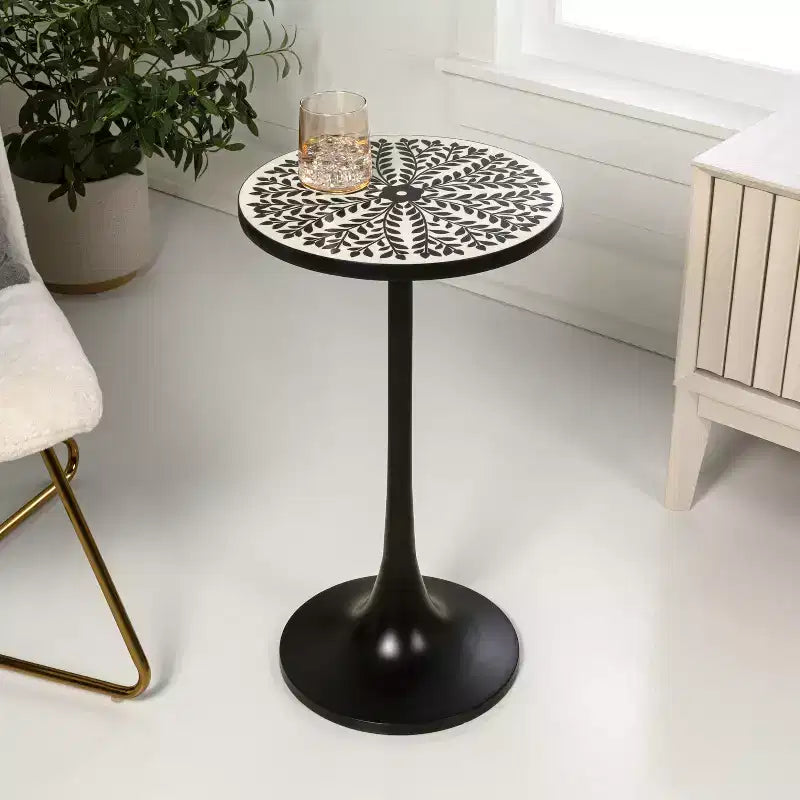 JONATHAN Y Nysha 25 Modern Bohemian Metal/Resin Inlay Top End Table