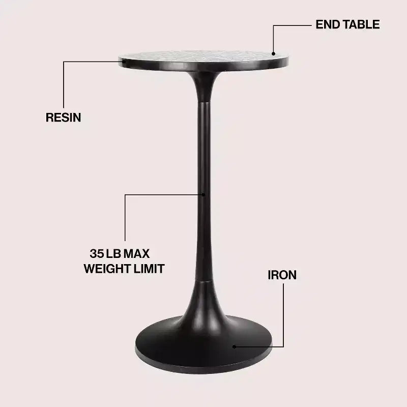 JONATHAN Y Nysha 25 Modern Bohemian Metal/Resin Inlay Top End Table