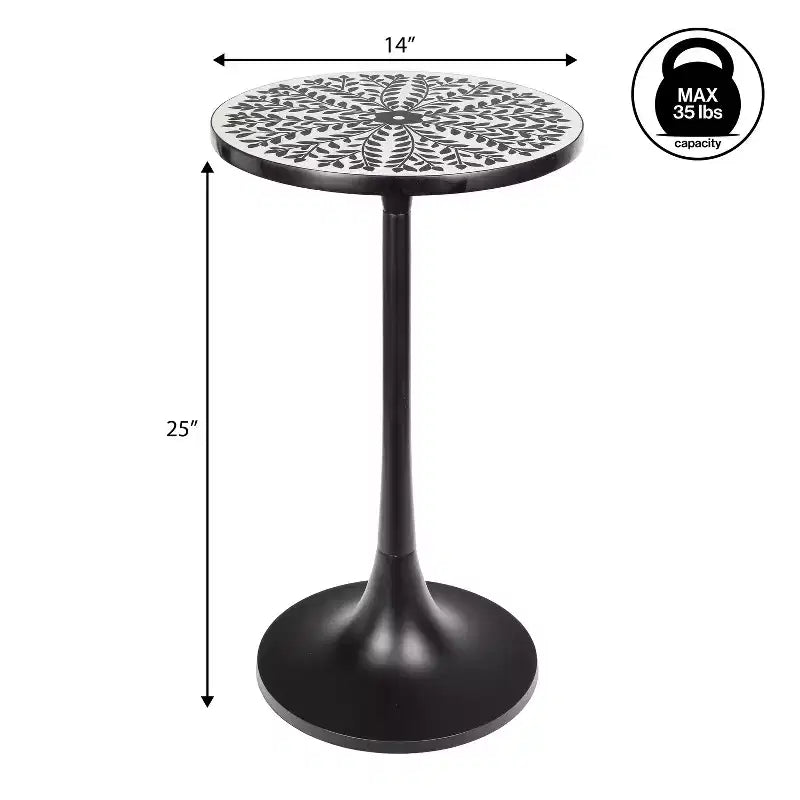 JONATHAN Y Nysha 25 Modern Bohemian Metal/Resin Inlay Top End Table