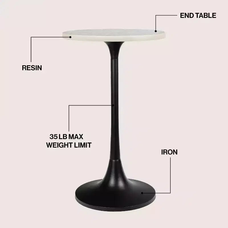 JONATHAN Y Nysha 25 Modern Bohemian Metal/Resin Inlay Top End Table