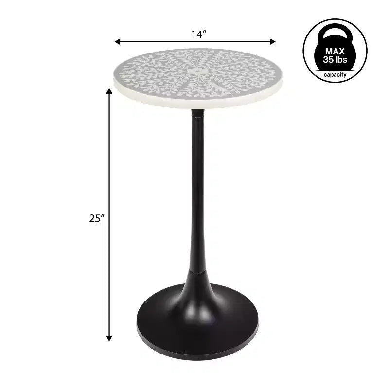 JONATHAN Y Nysha 25 Modern Bohemian Metal/Resin Inlay Top End Table