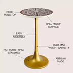 JONATHAN Y Nysha 25 Modern Bohemian Metal/Resin Inlay Top End Table