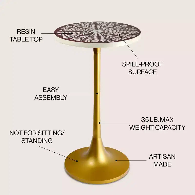 JONATHAN Y Nysha 25 Modern Bohemian Metal/Resin Inlay Top End Table