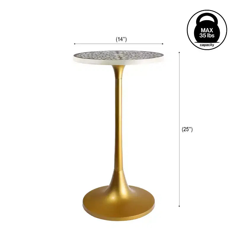 JONATHAN Y Nysha 25 Modern Bohemian Metal/Resin Inlay Top End Table