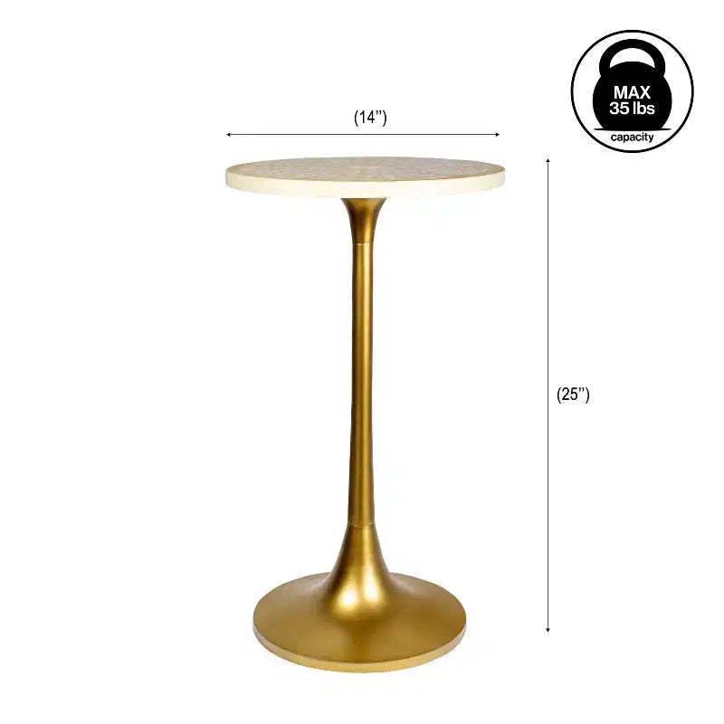 JONATHAN Y Nysha 25 Modern Bohemian Metal/Resin Inlay Top End Table