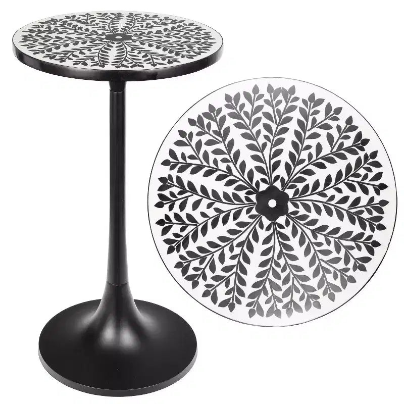 JONATHAN Y Nysha 25 Modern Bohemian Metal/Resin Inlay Top End Table