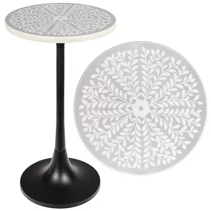 JONATHAN Y Nysha 25 Modern Bohemian Metal/Resin Inlay Top End Table