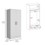 FM Furniture Canaan 2-Piece Bedroom Set with Armoire and 6-Drawer Dresser, White
