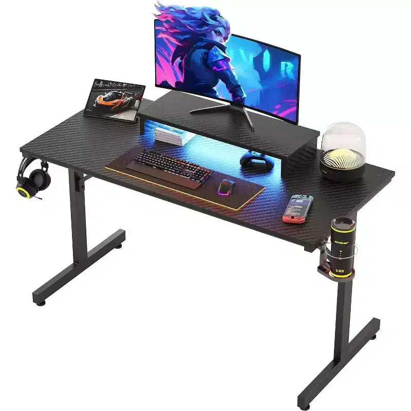 Bestier Scrivania da Gaming 42 Piccola Scrivania per Computer per Ufficio Domestico con Luci LED e Supporto per Monitor