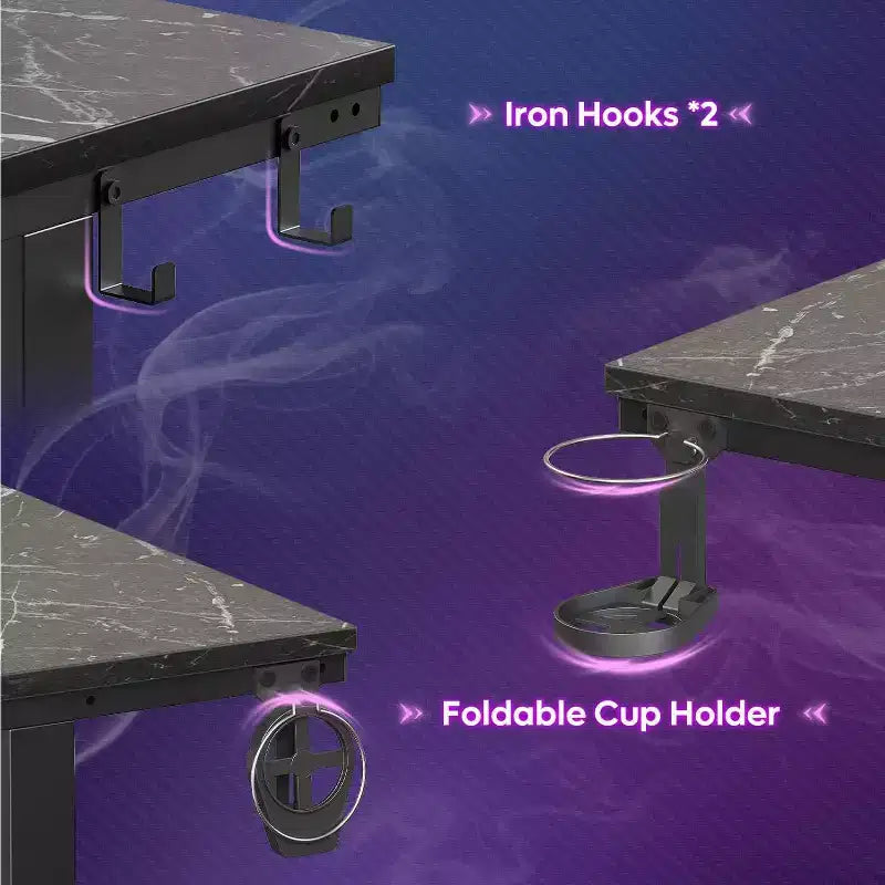 Bestier Scrivania da Gaming 42 Piccola Scrivania per Computer per Ufficio Domestico con Luci LED e Supporto per Monitor