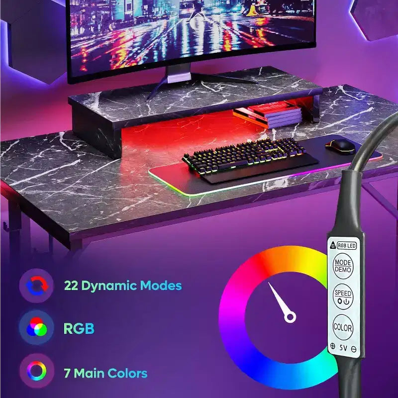 Bestier Scrivania da Gaming 42 Piccola Scrivania per Computer per Ufficio Domestico con Luci LED e Supporto per Monitor