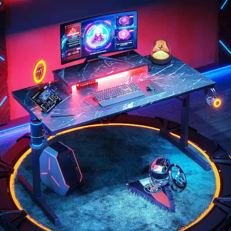 Bestier Scrivania da Gaming 42 Piccola Scrivania per Computer per Ufficio Domestico con Luci LED e Supporto per Monitor