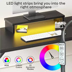 Bestier Scrivania da Gaming 42 Piccola Scrivania per Computer per Ufficio Domestico con Luci LED e Supporto per Monitor