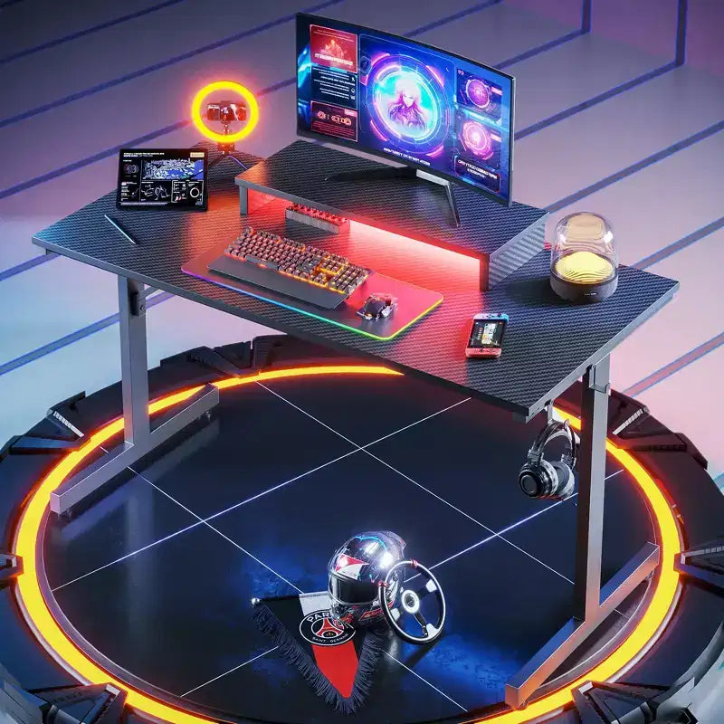 Bestier Scrivania da Gaming 42 Piccola Scrivania per Computer per Ufficio Domestico con Luci LED e Supporto per Monitor
