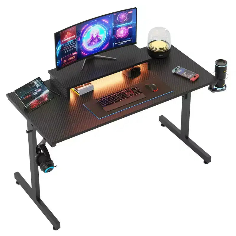 Bestier Scrivania da Gaming 42 Piccola Scrivania per Computer per Ufficio Domestico con Luci LED e Supporto per Monitor