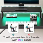 Bestier Scrivania da Gaming 42 Piccola Scrivania per Computer per Ufficio Domestico con Luci LED e Supporto per Monitor