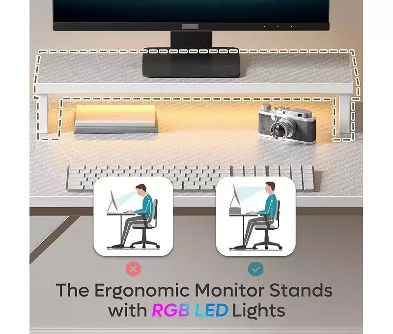 Bestier Scrivania da Gaming 42 Piccola Scrivania per Computer per Ufficio Domestico con Luci LED e Supporto per Monitor