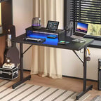 Bestier Scrivania da Gaming 42 Piccola Scrivania per Computer per Ufficio Domestico con Luci LED e Supporto per Monitor