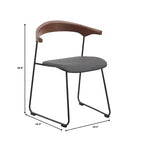 LeisureMod Upholstered Dining Chair in Leather with Beech Back and Iron Legs Set of 4 Lyra Series