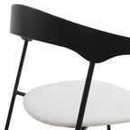 LeisureMod Upholstered Dining Chair in Leather with Beech Back and Iron Legs Set of 4 Lyra Series