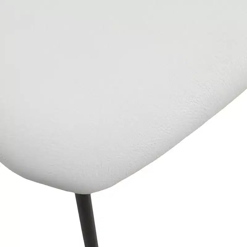 LeisureMod Upholstered Dining Chair in Leather with Beech Back and Iron Legs Set of 4 Lyra Series