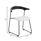 LeisureMod Upholstered Dining Chair in Leather with Beech Back and Iron Legs Set of 4 Lyra Series