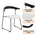 LeisureMod Upholstered Dining Chair in Leather with Beech Back and Iron Legs Set of 4 Lyra Series