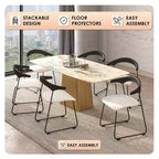 LeisureMod Upholstered Dining Chair in Leather with Beech Back and Iron Legs Set of 4 Lyra Series