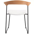 LeisureMod Upholstered Dining Chair in Leather with Beech Back and Iron Legs Set of 4 Lyra Series