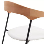 LeisureMod Upholstered Dining Chair in Leather with Beech Back and Iron Legs Set of 4 Lyra Series