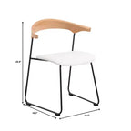LeisureMod Upholstered Dining Chair in Leather with Beech Back and Iron Legs Set of 4 Lyra Series