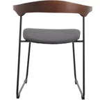LeisureMod Upholstered Dining Chair in Leather with Beech Back and Iron Legs Set of 4 Lyra Series