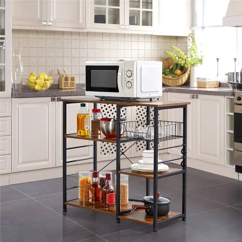 Yaheetech Scaffale da Cucina in Metallo con Struttura a Isola/Porta Forno a Microonde