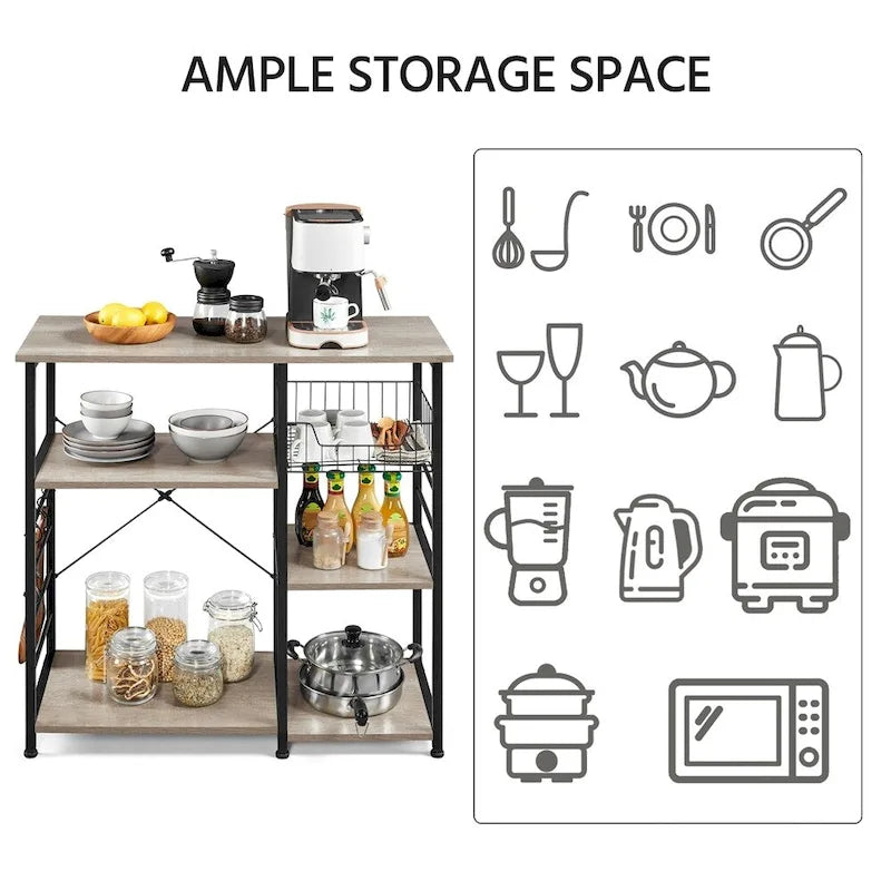 Yaheetech Scaffale da Cucina in Metallo con Struttura a Isola/Porta Forno a Microonde