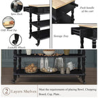 Rolling Kitchen Island with Storage, Wheels, Wine and Spice Rack