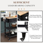 Rolling Kitchen Island with Storage, Wheels, Wine and Spice Rack
