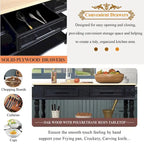 Rolling Kitchen Island with Storage, Wheels, Wine and Spice Rack