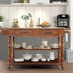 Rolling Kitchen Island with Storage, Wheels, Wine and Spice Rack