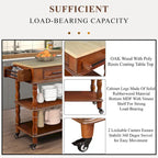 Rolling Kitchen Island with Storage, Wheels, Wine and Spice Rack