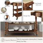 Rolling Kitchen Island with Storage, Wheels, Wine and Spice Rack