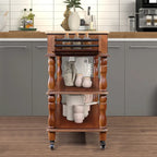 Rolling Kitchen Island with Storage, Wheels, Wine and Spice Rack